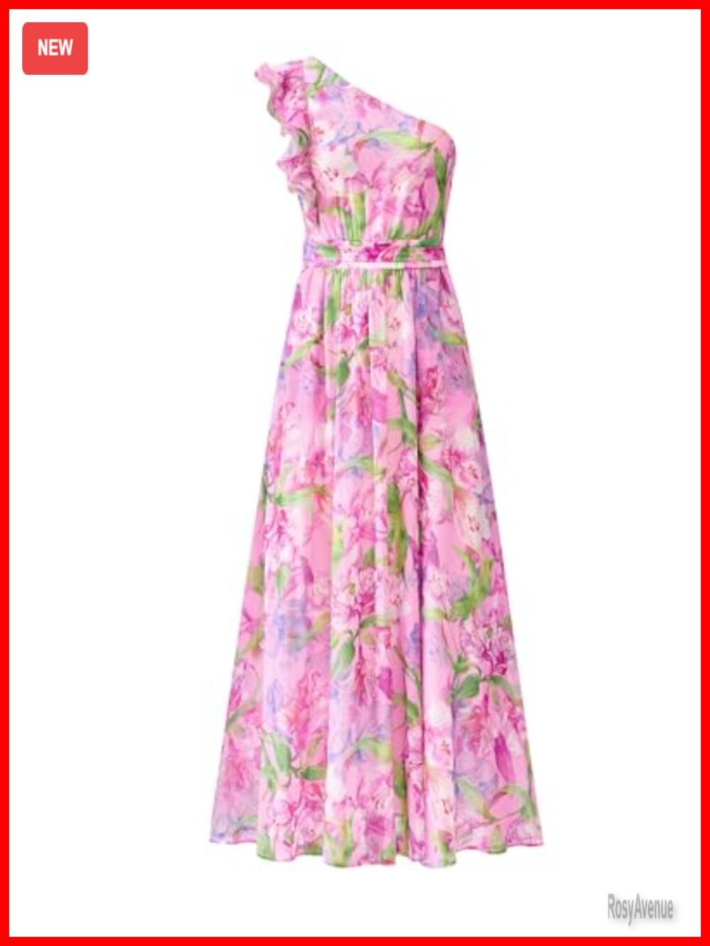 BTFBM One Shoulder Floral Maxi Dress Smocked Back Ruffle Cap Sleeve Side Pockets